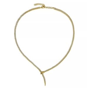 Rachel Glauber 14k Gold Plated Cubic Zirconia Coiled Snake Chain Necklace